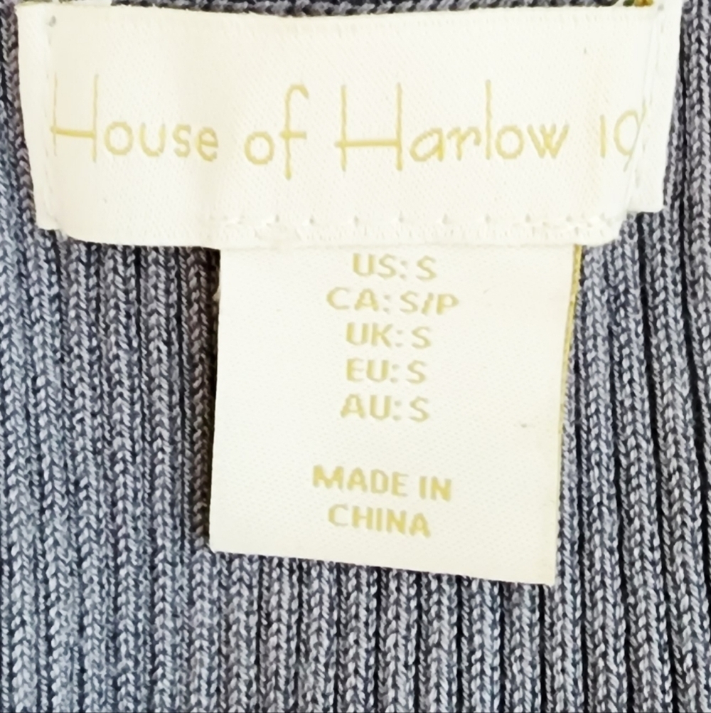House Of Harlow 1960 Revolve Blue Collared Ribbed Knit Button Down Dress Small - Picture 9 of 15